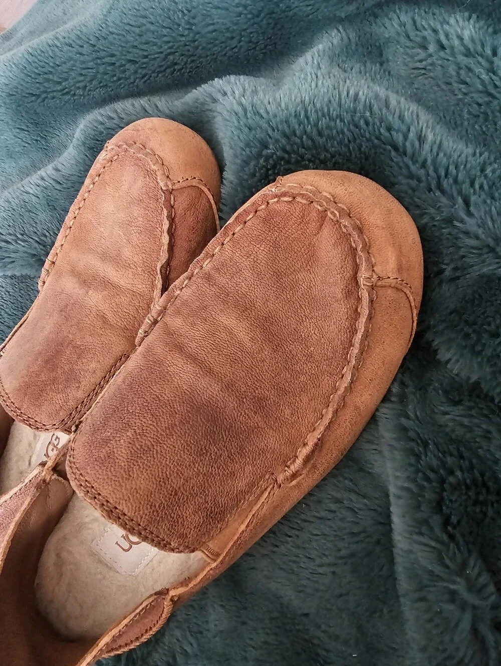 Ugg Men's Alder Suede Shearling Slip On Slippers Driving Loafers Worn 1x Euc